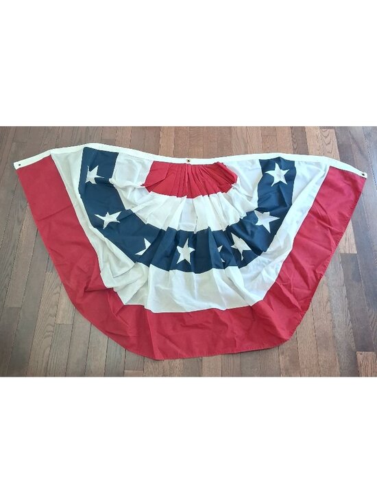 Unbranded Other - Patriotic 71" L Red White Blue Pleated Banner Bunting Stars USA